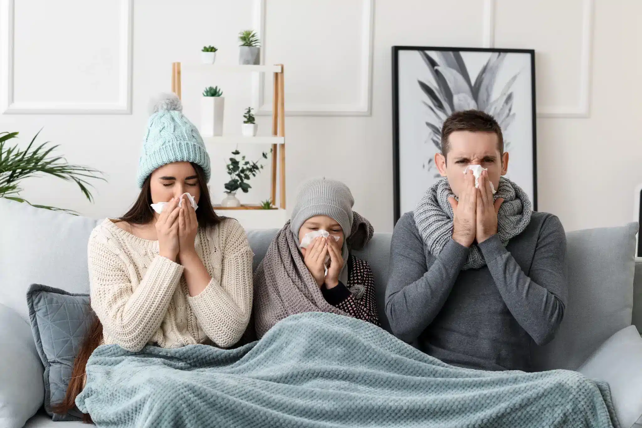 People sneezing indoors